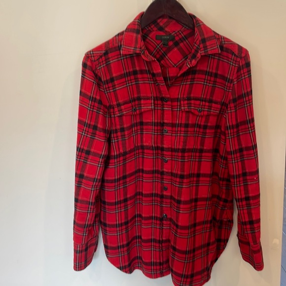 J Crew long sleeve flannel blouse - Picture 1 of 7